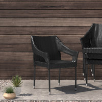 Antoinique All Weather Commercial Grade PE Rattan Stacking Patio Chairs by Lark Manor