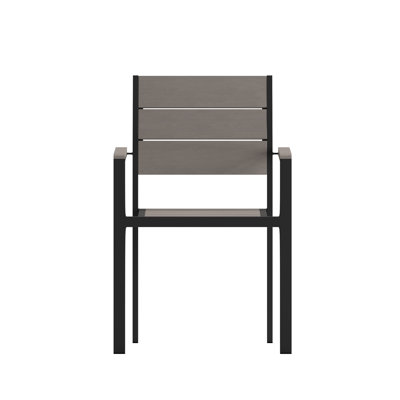 Flurin Commercial Grade Outdoor Faux Teak Patio Dining Chair with Arms by Latitude Run