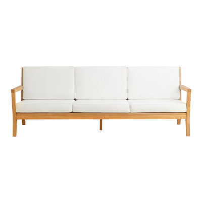 Carenen Outdoor Solid Teak Wood 3-Person Sofa with Cushions by Linon