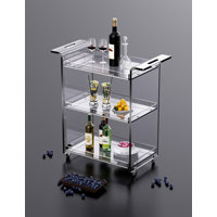 Elisha-Marie 3 Tiers Acrylic Bar Cart, Acrylic End Table Side Table Storage Cart with Wheels for for Bedroom Living Room by Orren Ellis