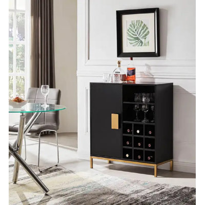 Lashondria Buffet Bar Liquor Cabinet with Wine Rack Storage and Glass Holder by Mercer41