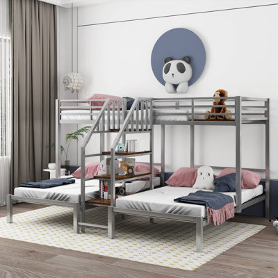 Graidy Twin over Twin Standard Bunk Bed with Shelves by Harriet Bee by Harriet Bee