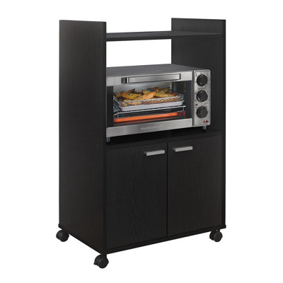 Arlindo 16" Microwave Cabinet with Storage and Upper Shelf for Kitchen Appliances - 2 Door Cabinet Kitchen Storage Cart - Wood Kitchen Cart with Locka by Hokku Designs