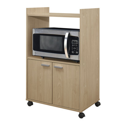 Arlindo 16" Microwave Cabinet with Storage and Upper Shelf for Kitchen Appliances - 2 Door Cabinet Kitchen Storage Cart - Wood Kitchen Cart with Locka by Hokku Designs