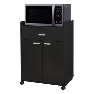 Armintha 24" Kitchen Cabinet Rolling Cart on Wheels, Microwave Shelf Stand with One Drawer, Two Doors for Kitchen, Dining Room by Hokku Designs