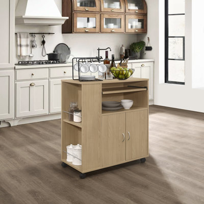 Armira 30" Kitchen Island Rolling Cart on Wheels with Storage Cabinet by Hokku Designs