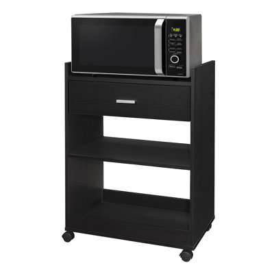 Armir 24" Dellow Microwave Cart with Storage Shelves and Drawer - 2 Shelf Veneers & Wood Kitchen Cart with Storage - Lockable & Unlockable Microwave W by Hokku Designs