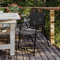 Clarajane All-Weather Folding PVC-coated Polyester Patio Sling Chairs with Armrests by Arlmont & Co.