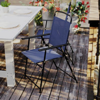 Clarajane All-Weather Folding PVC-coated Polyester Patio Sling Chairs with Armrests by Arlmont & Co.