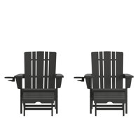 Avayla Commercial All-Weather Adirondack Chair with Pullout Ottoman & Cupholder by Rosecliff Heights
