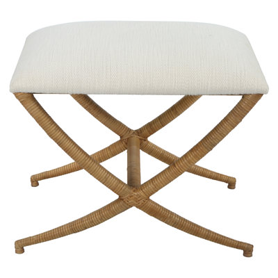 Galinda Expedition White Fabric Stool by Birch Lane