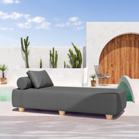 Alvy Outdoor Sunbrella Luxurious Chaise Sun Lounger with Hevea Wood Feet by Hokku Designs