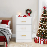 Bettylee Nightstand with Charging Station, 3 Drawer Nightstand by Wade Logan