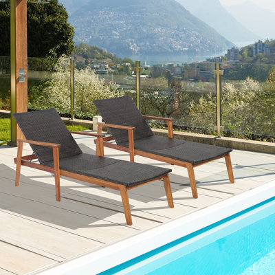 72" Long Reclining Acacia Single Chaise by Latitude Run