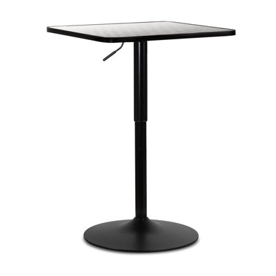 Bistro Pub Table Square Adjustable Height Cocktail Bar Table with Metal Base and Wooden Table Top by Ebern Designs
