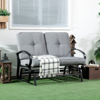 Outdoor Amerigo Gliding Metal Bench with Cushions by Lark Manor