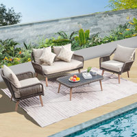 Sipsey 4 Piece Sofa Seating Group with Cushions