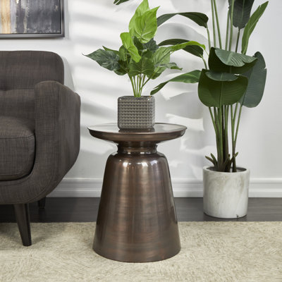 Alaunna Copper Metal Side End Accent Table with Bell Shaped Base, 15" x 15" x 19" by Wade Logan