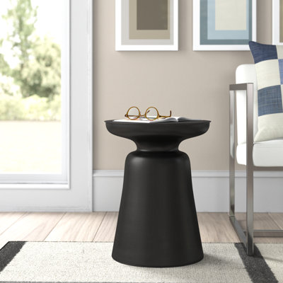 Alaunna Copper Metal Side End Accent Table with Bell Shaped Base, 15" x 15" x 19" by Wade Logan