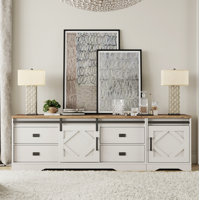 Laziza Kronberg 2 in 1 Modern Farmhouse TV Stand for up to 85" TVs,Wood Entertainment Center with Drawers and Cabinet for Living Room by Gracie Oaks