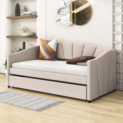 Myrtlewood Twin Size Upholstered Daybed with Trundle by Latitude Run
