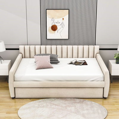 Balpreet Full Size Upholstered Daybed with Trundle and Wood Slats Support by Hokku Designs