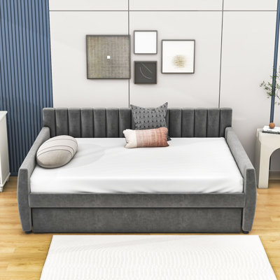 Balpreet Full Size Upholstered Daybed with Trundle and Wood Slats Support by Hokku Designs