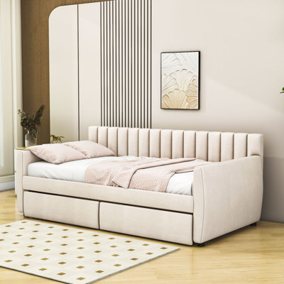 Twin Size 2 Drawers Upholstered Daybed by Latitude Run