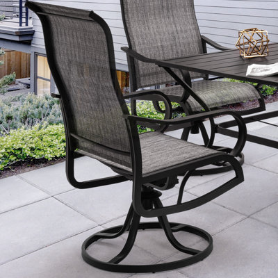 Angeli Outdoor Steel  Swivel Patio Dining Armchair by Red Barrel Studio