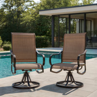 Angeli Outdoor Steel  Swivel Patio Dining Armchair by Red Barrel Studio