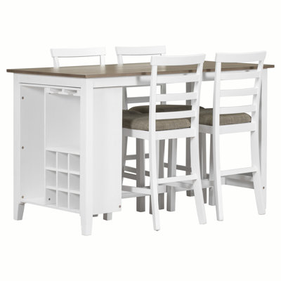 Swinney Multifunctional Storage Counter With 4 Chairs