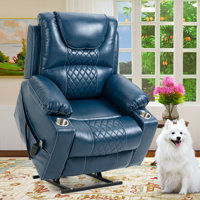 Annettia Billington 38.2"W 180° Flat Lay Power Recliner Massage Heater Lift Chair with Cup Holder & Dual Motors by Latitude Run
