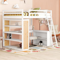 Loft Bed with L-Shaped Desk and Storage Bookcase by Harriet Bee
