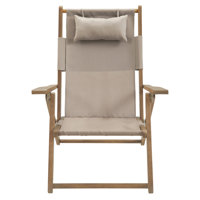 Beach Chair - Outdoor Weather-Resistant Wood Folding Chair with Backpack Straps - 4-Position Reclining Seat - Beach Essentials by Arlmont & Co.