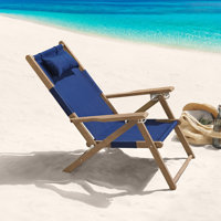 Beach Chair - Outdoor Weather-Resistant Wood Folding Chair with Backpack Straps - 4-Position Reclining Seat - Beach Essentials by Arlmont & Co.