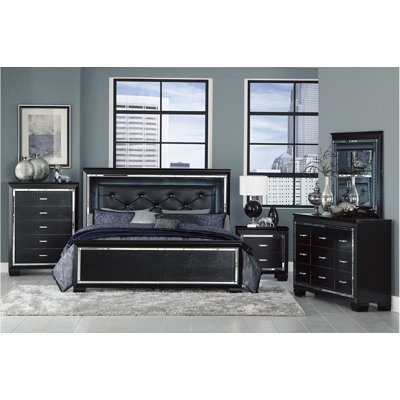 Ibhan 3-4_Devora Faux Leather Upholstered LED Panel Bedroom Set by Rosdorf Park