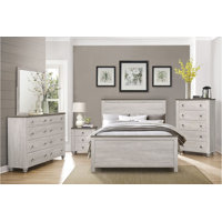Caputto Charleen Two-tone Antique-White And Brown Melamine Panel Bedroom Set 4&1 by Rosalind Wheeler