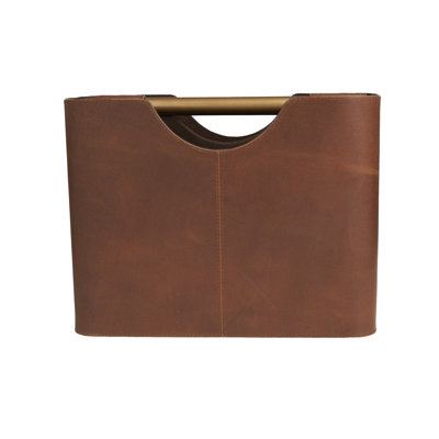 Lytham Brown Leather Decorative Magazine Holder with Divided Inside, 16" x 10" x 12" by The Twillery Co.
