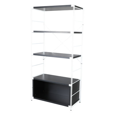 Brentwood 4-Tier Etagere Bookcase Wide Display Shelf with Steel Frame