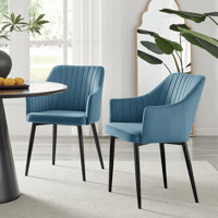 Wethersfield Luxury Velvet Upholstered Dining Chairs - Modern Design Kitchen Chairs by The Twillery Co.