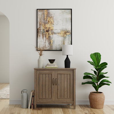32"W Solid Wood 2-Shelf Low Storage Cabinet with Adjustable Shelves by Simpli Home