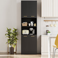 Schnur 75"H Kitchen Pantry Cabinet with Open Storage and Adjustable Shelves for Dining Room, Living Room, Laundry, Bathroom by Ebern Designs