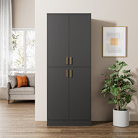 Boscombe 71" H Kitchen Pantry Cabinet with 4 Doors and 2 Adjustable Shelves, Tall Kitchen Storage Cabinet for Dining Room, Living Room by Latitude Run