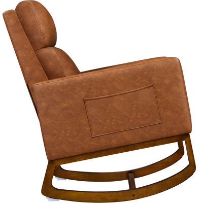 Lydney Faux Leather Upholstered Rocking Chair With Rubberwood Legs by The Twillery Co.
