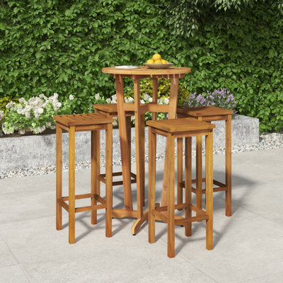 5 Piece Patio Dining Set Solid Wood Acacia by Red Barrel Studio