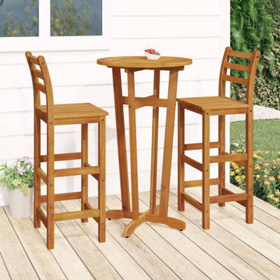 Alfredia 3 Piece Patio Dining Set Solid Wood Acacia