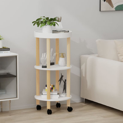Glocester 3-Tier Rolling Cart Utility Cart with Wheels Trolley Solid Wood Pine by Ebern Designs