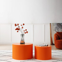 Dorismond 2 Piece Coffee Table Set MDF Nesting Table Handcraft Round Coffee Table for Living Room by Ivy Bronx