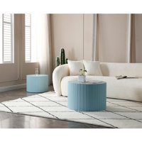 Dorismond 2 Piece Coffee Table Set MDF Nesting Table Handcraft Round Coffee Table for Living Room by Ivy Bronx