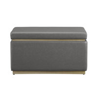 Atreju 32" Wide Faux Leather Rectangle Standard Ottoman with Storage by Latitude Run